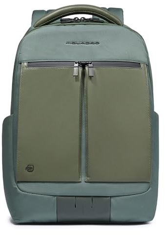 PIQUADRO ZAINO PORTA PC 15,6''?2 COMPARTI IN PELLE_TESSUTO VE - VERDE One Size