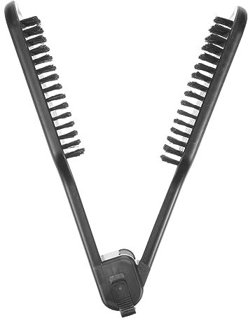 CALLARON Peine Alisador De Cabello Doble Cara Pinza, Cepillo Alisador Portátil Negro, Resistente Al Calor y Antiestático, Para Uso Profesional y Diario Salón o Casa