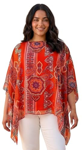 Roman Overlay Top for Women UK - Ladies Summer Blouse Spring Everyday Holiday Autumn Work Winter Round Neckline Comfy Pull-On Soft Vacation 3/4 Length Sleeves
