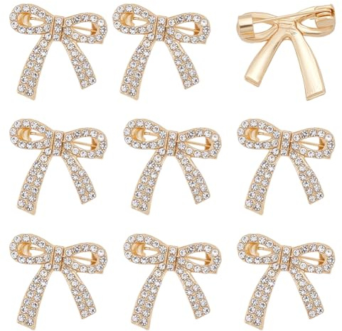 PH PandaHall 10 Stück Kristall Schleife Brosche Strass-Schleifenbroschen Funkelnde Goldene Schleifenbrosche mit Anstecknadel Brosche aus Metalllegierung mit Strasssteinen für Damen Rucksäcke Kleidung