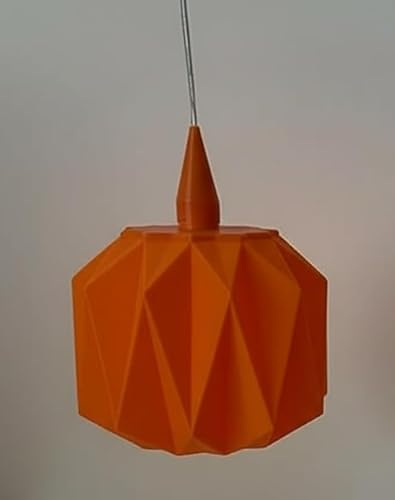 Lampenschirm Prismenwerk – dekorativer Kugel-Lampenschirm für Weihnachtsstern, 3D-gedruckt aus PLA, inkl. Aufhängungs-Cover, Orange