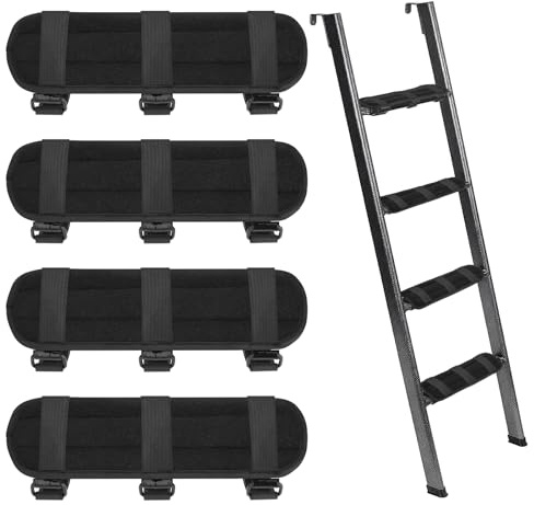 4 Pack Bunk Bed Ladder Pads with 3 Adjustable Hook & Loop Strap, Soft Bunk Beds Ladders Cover, Comfortable Ladder Step Pads Fit for Loft Bed, Bunk Bed, 11x4 Inch (Ladder Not Included)