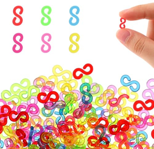 Jeffdad 1000 Stück S Bunt Clips, Loom Bänder Verschlüsse Bunt Verschlüsse Loom Bänder Zubehör Plastik Loop Bänderverschlüsse Für den Anschluss Von Band Armbänder Schmuck Zubehör