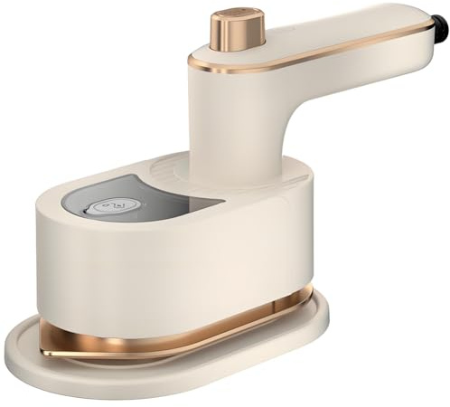 Mini Steam Iron for Clothes,portable Rotary Garment Iron for Most Fabrics,180° Foldable Handle,30s Fast Heat Up,Ceramic Nonstick Soleplate, Hand Held Steamers for Travel Office Home white