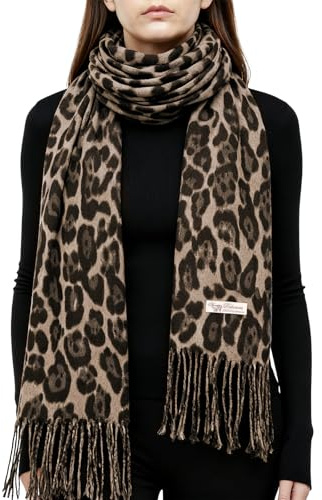 HZHSGLY Leopard Print Scarf, Leopard Scarf Winter Soft Warm Animal Print Blanket Wrap Shawl UK, for Women Ladies Christmas Birthday Gifts