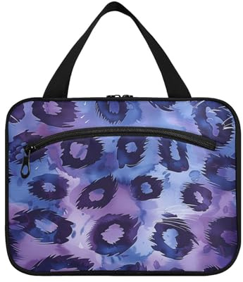 Childish Animal Spots Pattern Amethyst Hanging Travel Makeup with Hook, Designer Foldable Large Capacity Makeup Bag for Trip Essentials Traveling estuche de maquillaje para Mujer