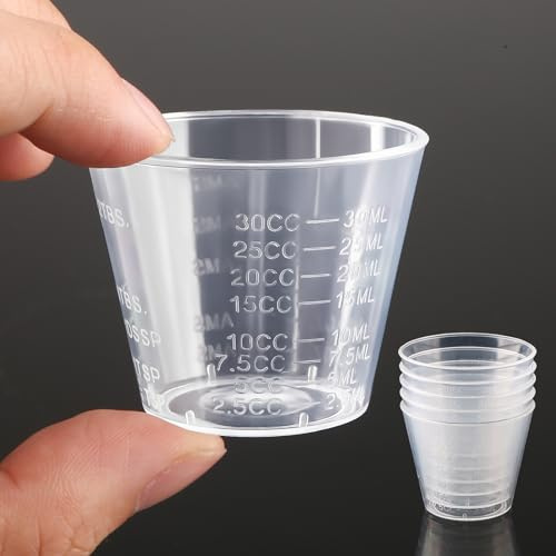 5 PCS 30ml/1oz Clear Plastic Measuring Cups, Reusable Graduated Medicine Cups for Liquid, Kitchen Baking, Lab & Medication Dosing Tool