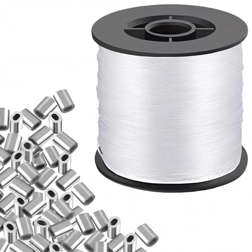 ZHOUSTOU 1 Rotolo Filo Pesca Monofilamento 200M Filo Nylon Trasparente 0,8 mm con 100 Morsetti Alluminio Filo da Pesca Invisibile Resistente a Lacerazioni per Bricolage Gioielli e Artigianato