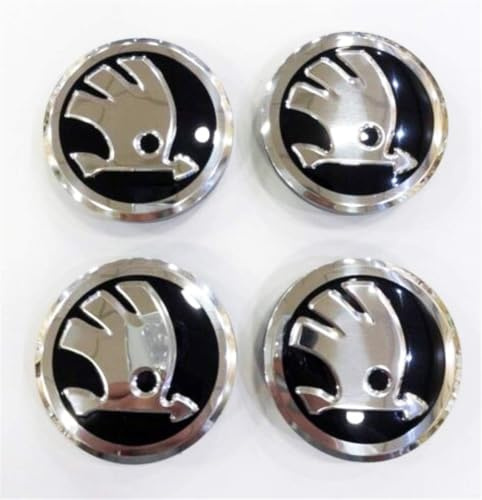 Rad-Emblem-Abzeichen-Logo-Aufkleber, Wasserdicht, Staubdicht, Rostfrei, Auto-Radnabenkappen, Compatible für Skoda Fabia, Octavia, Superb, Yeti 4 x 56 mm