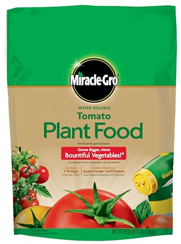 Miracle-Gro Water Soluble Tomato Plant Food - 18-18-21 NPK Fertilizer for Tomatoes and Vegetables, Promotes Bountiful Harvests, Vegetable Plant Fertilizer, 3 lb.