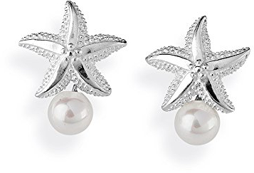 Heartbreaker Seestern Ohrstecker mit Muschelkernperle in Echtsilber/Kollektion Sealife/Seesternohrstecker aus 925 Sterlingsilber/Maritimer Ohrstecker für Damen/LD SL 21 PW