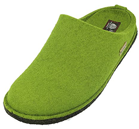 HAFLINGER Damen Hausschuh Herren Pantoffel Filz Komfortweite Flair Soft 311010, Größe:48 EU, Farbe:Grün