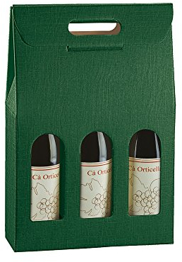 Seta Verde 3 botellas de vino/champán verde cartón cajas de envío (Pack de 5)