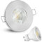 linovum® Feuchtraum LED Einbaustrahler 2W flach IP65 gebürstet mit Wasserschutz für Bad, Dusche oder Außen warmweiß 2700K