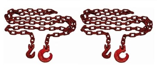 Joma-Tech | Forstkette rund Spar-Set - 2 m & 3 m Rückekette rund | Gliedstärke: 8mm | Länge: 2 m | Schling- und Parallelhaken | Rückekette für Forstarbeiten & Holzrückung | Rot