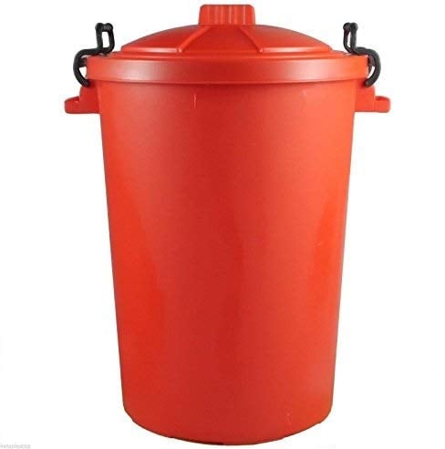 KetoPlastics OUTDOOR PLASTIC WASTE BIN, TRASH CAN, RUBBISH, HEAVY DUTY COLOURED DUSTBIN 85L (Red)