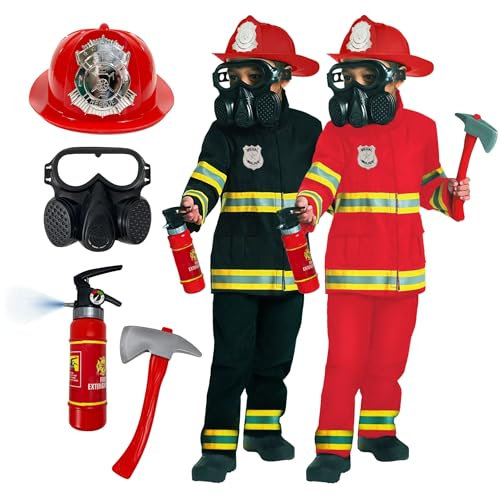 Morph Firefighter Costume Kids, Fireman Costume Kids, Fire Fighter Costumes For Boys, Halloween Fireman Outfit for Children, Small