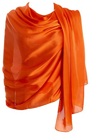 CYZLANN Damen-Schals, 100 % Seide, lange, leichte Schals für Damen, Orange/Abendrot im Zickzackmuster (Sunset Chevron)