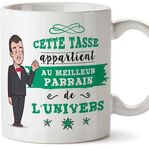 Mugffins Parrain Mug/Tasse Parrain de l'univers - Tasse Originale/Cadeau Anniversaire/Fête des Pâques/Future Parrain. Céramique 350 ML