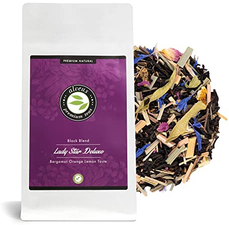 Lady Star Deluxe Earl Grey Tee Lose, Schwarzer Tee mit Bergamotte Orange Zitronen Geschmack, 100 Gramm Schwarztee Aromatisiert (ca. 40 Tassen) von alveus