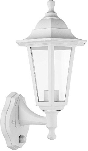 Ex-Pro Outdoor Wall Mounted Dust to Dawn Sensor Light Lantern, LED E27 11W, IP44 Rated, Traditional Exterior Security Lamp, 26x19cm, White - 1 Pack