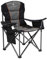 ALPHA CAMP Portable Folding Oversized Camping Chairs with Cup Holder and Cooler Bag - Heavy Duty Steel Frame Support 200 KG (Dark black)