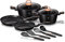 Berlinger Haus Black Rose Set di Pentole Induzione 10-Piece Antiaderente Marmo PFOA-free, Alluminio, Set 2 Casseruoli 2 Coperchi di Vetro 2 Padelle 4 Utensili, Design Moderno, Piano Vetroceramica, Gas