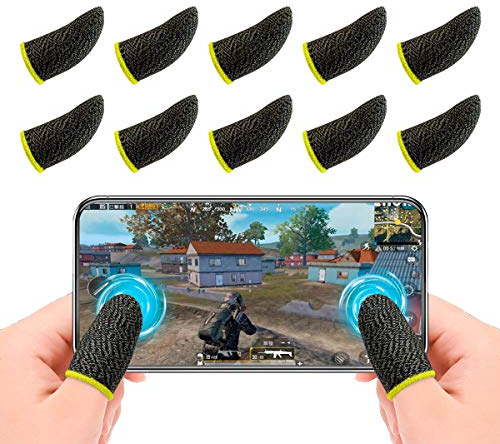 Newseego PUBG Mobile Game Finger Sleeve[10 Pack], Touchscreen Fingerhülse Atmungsaktiv Ultradünn Anti-Sweat Fingerset für Überlebensregeln/Knives Out für Android & IOS, Gelb