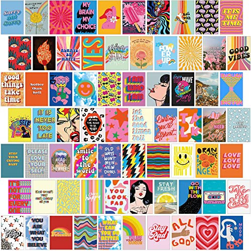 Fardes Indie-Wanddekoration für Teenager-Mädchen-Schlafzimmer, Indie-Wand-Collage-Set, ästhetische Bilder, eklektische Raumdekoration, 70 Stück, indische Raumdekoration für Schlafzimmer, ästhetisch