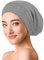 OLESILK Seide & Baumwolle Slouch Beanie Mütze Schlafhaube Seide Chemo Kopfbedeckung dünne leichte und weiche Laufmütze Strickmütze Unisex Jersey Sommermütze verstellbar für Damen & Herren, Hellgrau
