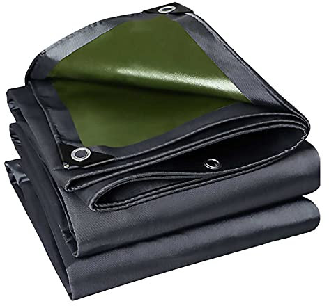 TONGQU Bâche de Protection 550 g/m² avec Oeillets, Bâche Imperméable et Résistante aux Intempéries, pour Salon de Jardin, Bois, Piscine et Voiture,4x4m/13.12x13.12ft
