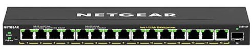 NETGEAR Switch PoE Gigabit Ethernet Plus a 16 porte (GS316EP) - Gestito con 15 x PoE+ @ 180W, 1 x porta SFP 1G, montaggio desktop/parete
