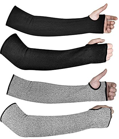 DEYAN Mangas de brazo resistentes al corte Mangas de protección de trabajo de brazo de seguridad, Gris y negro,