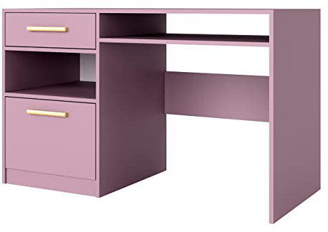 Mirjan24 Schreibtisch Bado 2, Arbeitstisch mit Schublade und Fächer, Laptoptisch, Bürotisch, Schülerschreibtisch, Kinderschreibtisch, PC-Tisch, Jugendzimmer, Kinderzimmer (Pflaume)