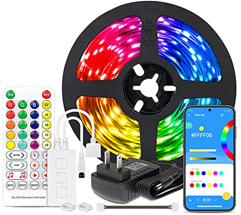 BTF-LIGHTING RGBW RGBWW Bluetooth Musik APP 5M LED-Streifenleuchten RGB+Warmes Weiß 3000K 4 Farben in 1 LED Farbwechsel Lichtstreifen für Heimdekoration mit Fernbedienung und 12V Stromversorgung