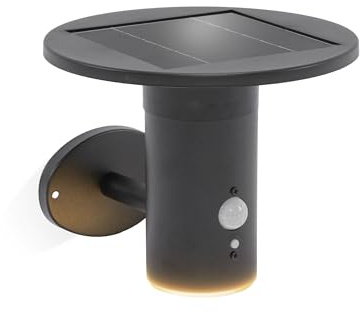esotec Solar PIR Wandleuchte Bologna, Edelstahlgehäuse, 3 Leuchtmodi, Bewegungsmelder, LiFePo4 Akku, LED Wandlampe, Außenleuchte, außen, wetterfest, Metall, schwarz, Höhe 22cm, 102750