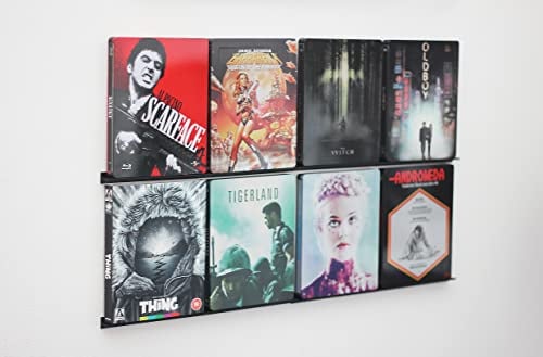 NewGround Designs DVD und Bluray Leiste, Wandhalter, Display Regal (für 8 Filme), Steelbook, Halter, Wandhalterung