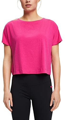 ESPRIT RCS TS Crop Camisa de Yoga, Rosa Fucsia, XL para Mujer