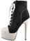 Only maker Damen Plateau Stiefeletten Fashion Sneakers Ankle Boots Schnürstiefeletten aus Canvas Stiletto Absatz Schwarz 40 EU