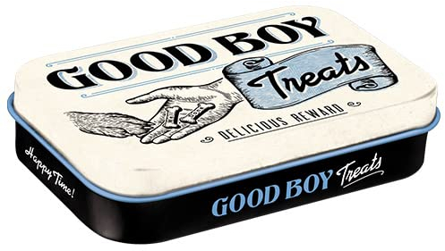 Nostalgic-Art Retro Leckerlidose, 6 x 9,5 x 2 cm, Good Boy Treats – Geschenk-Idee für Hunde-Besitzer, Hundeleckerli-Dose, Vintage Design