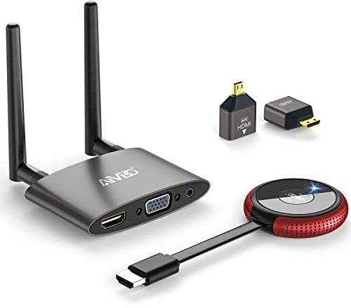 Wireless HDMI, 5GHz/HD Wireless HDMI Sender und Empfänger, MpioLife Wireless HDMI/VGA Dual Screen,164FT/50M Video/Audio Screen Casting für Laptop/PC/Kamera zu HDTV/Projektor/Monitor,für TikTok/YouTube