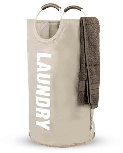 Albert Austin 82L Laundry Bag With Handles Oxford Fabric Freestanding Laundry Basket Collapsible Washing Clothes Hamper Waterproof Laundry Bin Padded Handles for Kids Bedroom Bathroom Nursery (SILVER)