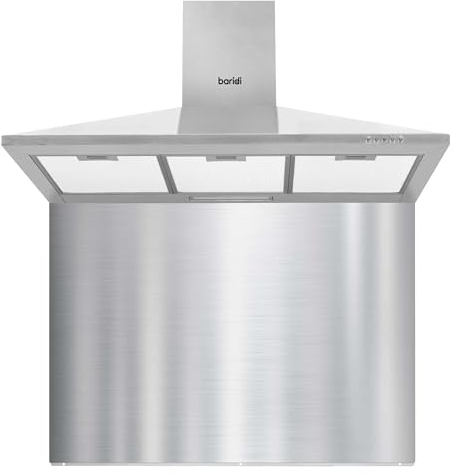 Baridi 90cm Chimney Style Cooker Hood with Carbon Filters, Stainless Steel - DH211