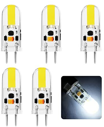 BVCL GY6.35 LED Bulb, 2W GY6.35 LED Bulb AC/DC 12V Bipin Base JC Type G6.35/GY6.35 Mini Lamp, 160lm Dimmable Bulb, Replace 20~25W Halogen Lamp, 5pcs (Color : Cool white 6000K)