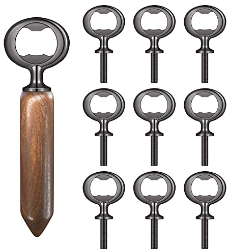 Yugada Metal Bottle Opener Kit, 10 Pcs Blank Bottle Opener Stainless Steel Bottle Opener Inserts, DIY Beer Opener Hardware DIY Craft Handmade Wood Turning Kits, Flat Bottle Opener Inserts (Black)