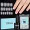 TOMICCA Nail Extension Kit - 150Pcs Extra Short Coffin Tips + Base Gel & Glue | Beginner Friendly Acrylic Set, 15 Sizes