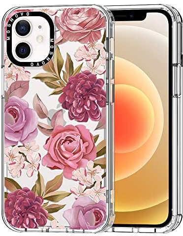 MOSNOVO Case for iPhone 12 Mini, [Buffertech 6.6ft Military-Grade Drop Protection] [Anti Peel Off Tech] Clear TPU Bumper Phone Case Cover Design - Blossom Flowe Floral