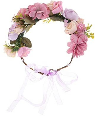 Beavorty Braut Blumenstirnband Rosenblumengirlande Blumenstirnband Für Frauen Lila Simulierte Blumenbraut Rosenkranz Girlande Lila Blumen Polyester Haar Brautjungfer Violett Requisiten