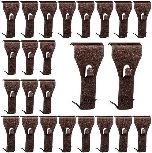 Ripeng 24 Pieces Brick Wall Clips and Hooks for Hanging Outdoors No Drill, Brick Hangers Fit 2-1/4 to 2-3/8 Inch Hooks to Hang Wall Decor, Pictures, Christmas Decorations Hangers (Copper Red)