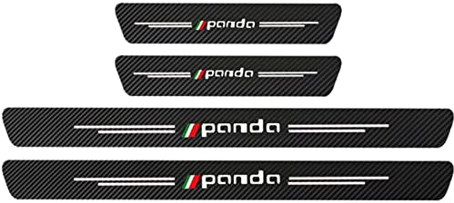 4 Stück Auto Kohlefaser Einstiegsleisten Aufkleber, für Fi-at 500 500C 500X 500L Panda Bravo Punto Tipo Stilo, Abnutzungs Türschwellen Abdeckung Schutz Streifen Tuning Styling Zubehör, Panda